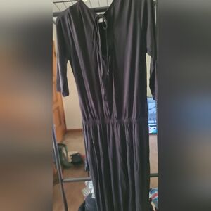 NEW Popana Classic Black Jumpsuit With Elastic Waist, Pockets Keyhole Tie Back